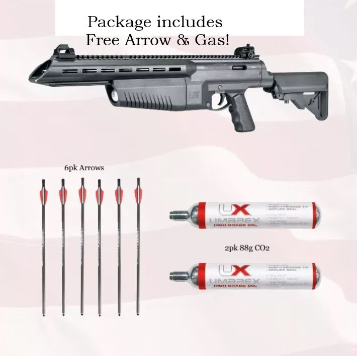 Umarex AirJavelin CO2 Arrow Rifle | COMPLETE BUNDLE | with 9 Arrows, Broadheads andCO2 Tanks